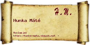 Hunka Máté névjegykártya